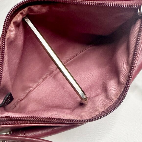 COACH Vintage Hampton Silver Buckle Currant Leather Large Skinny Wristlet - Picture 3 of 12